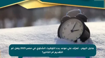 عاجل اليوم.. تعرّف على موعد بدء التوقيت الشتوي في مصر 2025 وهل تم التقديم أم التأخير؟